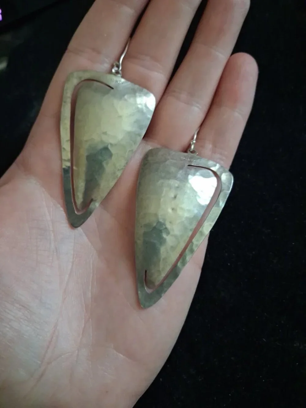 Large Unusual Sterling silver dangle earrings